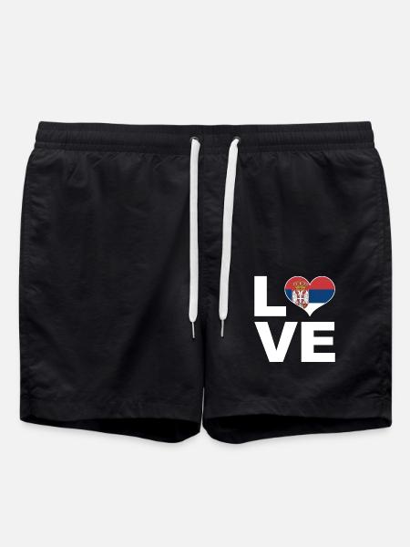 Ich liebe Serbien Herz Flagge Serbien - Badeshorts - Schwarz