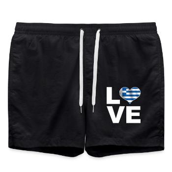J’aime la Grèce drapeau du cœur Grèce - Short de bain - noir - Devant - AI Model Male 185 light (185cm)