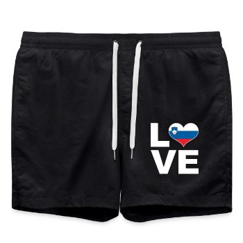 I love Slovenia heart flag Slovenia - Swim Trunks - black - Front - AI Model Male 185 light (185cm)