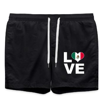 J’aime le drapeau du cœur du Mexique - Short de bain - noir - Devant - AI Model Male 185 light (185cm)