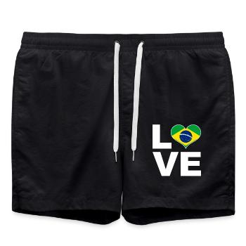 Ich liebe Brasilien Herz Flagge Brasilien - Badeshorts - Schwarz - Vorne - AI Model Male 185 light (185cm)