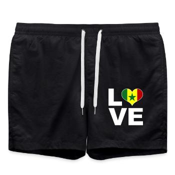 J’adore le drapeau du cœur du Sénégal Sénégal - Short de bain - noir - Devant - AI Model Male 185 light (185cm)
