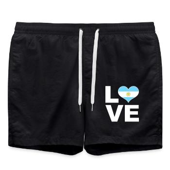 I love Argentina heart flag Argentina - Swim Trunks - black - Front - AI Model Male 185 light (185cm)