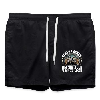 Holzfäller - Badeshorts - Schwarz - Vorne - AI Model Male 185 light (185cm)