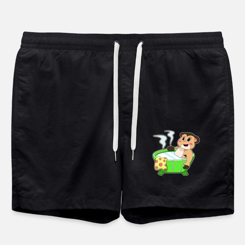 Meerkats bathing in bathtub - Swim Trunks - black