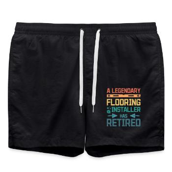 A legendary flooring installer has retired - Swim Trunks - black - Front - AI Model Male 185 light (185cm)