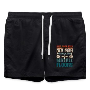 Installateur de revêtements de sol pour hommes âgés - Short de bain - noir - Devant - AI Model Male 185 light (185cm)