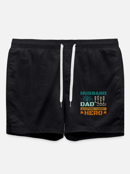 Husband dad acupuncturist hero - Swim Trunks - black