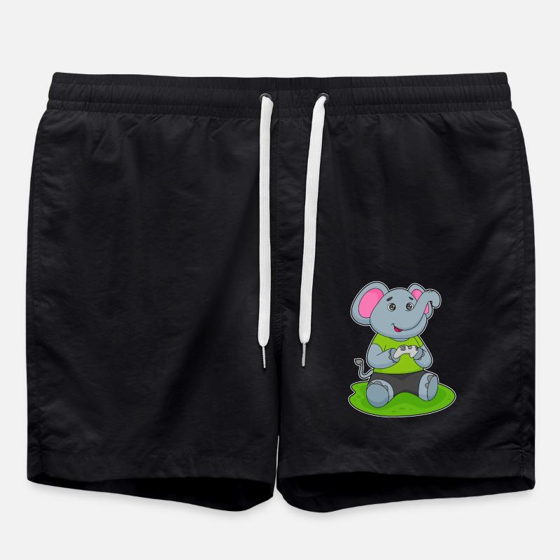 Elephant as a gamer - Swim Trunks - black