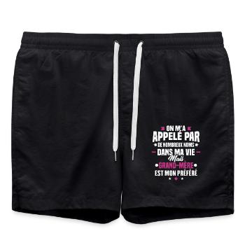 Nom grand-mere mon préféré, Cadeau grand-mère - Short de bain - noir - Devant - AI Model Male 185 light (185cm)