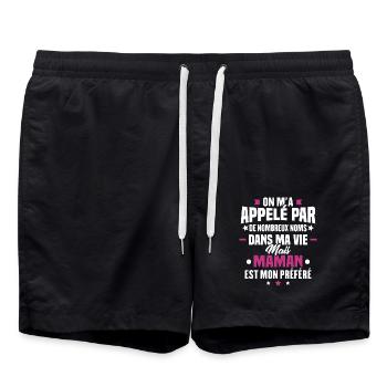 Nom maman mon préféré, Humour cadeau pour maman - Short de bain - noir - Devant - AI Model Male 185 light (185cm)