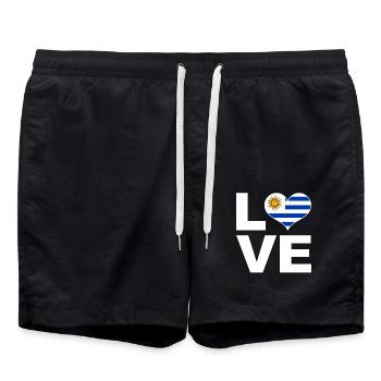 I love Uruguay heart flag Uruguay - Swim Trunks - black - Front - AI Model Male 185 light (185cm)