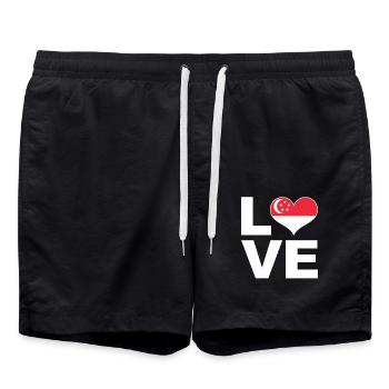 J’adore Singapour drapeau du cœur Singapour - Short de bain - noir - Devant - AI Model Male 185 light (185cm)