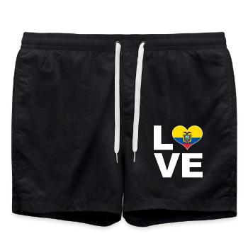 Ich liebe Ecuador Herz Flagge Ecuador - Badeshorts - Schwarz - Vorne - AI Model Male 185 light (185cm)