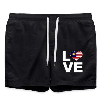 J’aime le drapeau du cœur de la Malaisie - Short de bain - noir - Devant - AI Model Male 185 light (185cm)