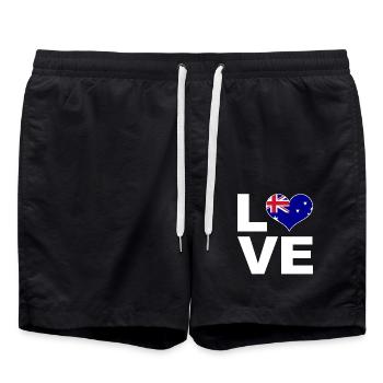 I love Australia heart flag Australia - Swim Trunks - black - Front - AI Model Male 185 light (185cm)