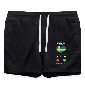 La Suède appelle Sweden Heart Souvenir - Short de bain - noir - Devant - AI Model Male 185 light (185cm)