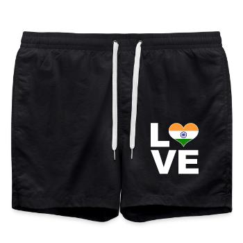 J’aime l’Inde drapeau du cœur Inde - Short de bain - noir - Devant - AI Model Male 185 light (185cm)