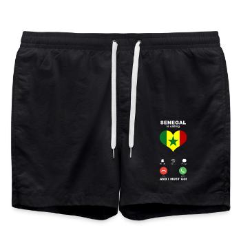Le Sénégal appelle Sénégal Heart Souvenir - Short de bain - noir - Devant - AI Model Male 185 light (185cm)