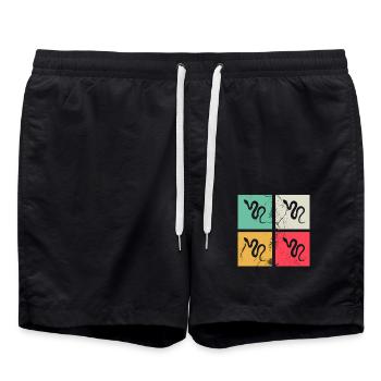 Snake Retro Reptile Python Gift idea - Badeshorts - Schwarz - Vorne - AI Model Male 185 light (185cm)