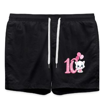 10th Birthday Kitten | Cat Birthday Shirt - Swim Trunks - black - Front - AI Model Male 185 light (185cm)