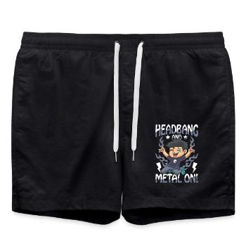 Headbang And Metal On für einen Schüler und Jungs - Badeshorts - Schwarz - Vorne - AI Model Male 185 light (185cm)