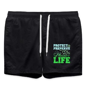 Protect and preserve marine life - Swim Trunks - black - Front - AI Model Male 185 light (185cm)