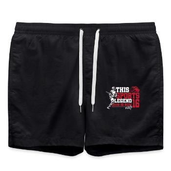 This Sports Legend Is Now 16, Lacrosse Game - Swim Trunks - black - Front - AI Model Male 185 light (185cm)