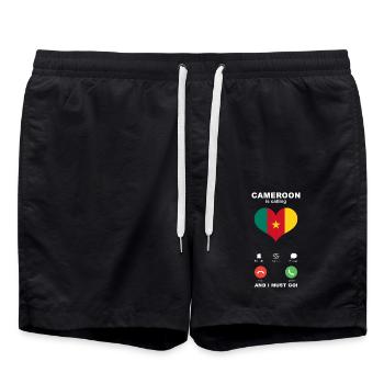 Kamerun is calling Kamerun Herz Souvenir - Badeshorts - Schwarz - Vorne - AI Model Male 185 light (185cm)