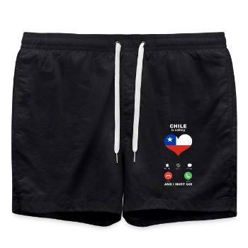 Chile is calling Chile Herz Souvenir - Badeshorts - Schwarz - Vorne - AI Model Male 185 light (185cm)