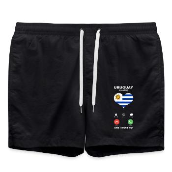 Uruguay is calling Uruguay Heart Souvenir - Swim Trunks - black - Front - AI Model Male 185 light (185cm)
