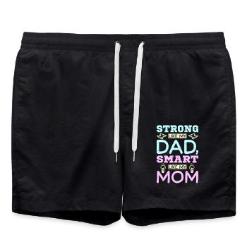 Fort comme mon père intelligent comme ma mère - Short de bain - noir - Devant - AI Model Male 185 light (185cm)