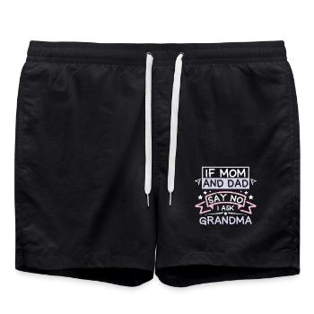 If mom and dad say no I ask grandma - Badeshorts - Schwarz - Vorne - AI Model Male 185 light (185cm)