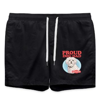Coton de Tuléar Papa Chiens Chien Propriétaire Cadeau - Short de bain - noir - Devant - AI Model Male 185 light (185cm)