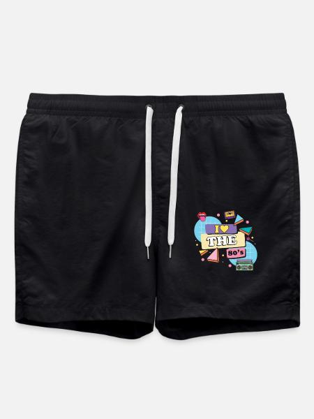 80s Retro - Swim Trunks - black
