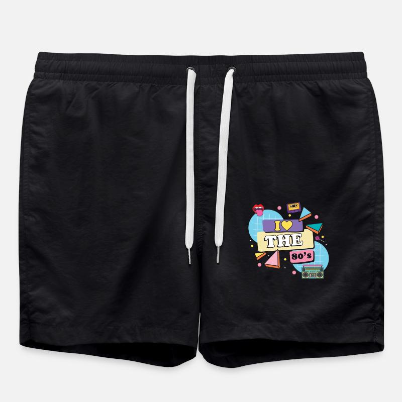 80s Retro - Swim Trunks - black