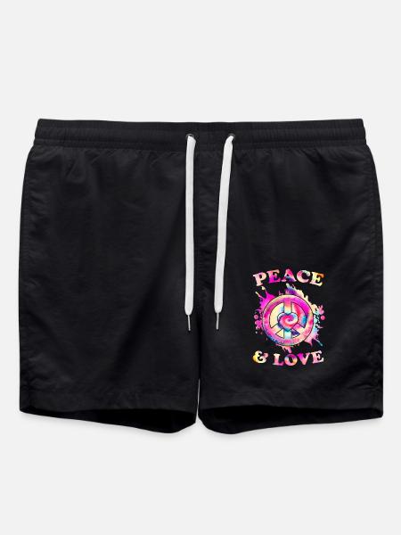 Peace Love Hippie - Swim Trunks - black