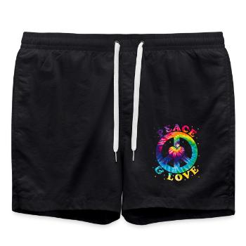Peace Love Hippie - Swim Trunks - black - Front - AI Model Male 185 light (185cm)