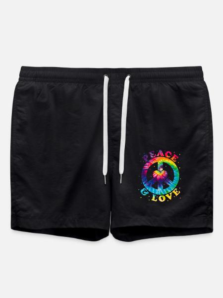 Peace Love Hippie - Swim Trunks - black
