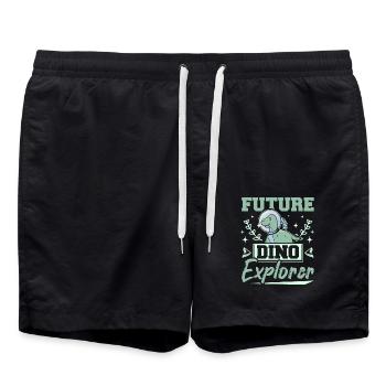 Enfants dinosaures futur dino explorateur - Short de bain - noir - Devant - AI Model Male 185 light (185cm)