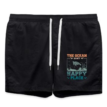 The ocean is my happy place - Swim Trunks - black - Front - AI Model Male 185 light (185cm)