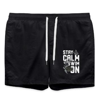 Sea turtle stay calm and swim on - Swim Trunks - black - Front - AI Model Male 185 light (185cm)