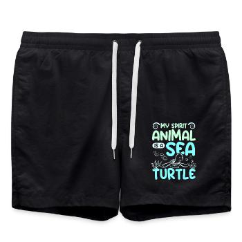 Mon animal spirituel est une tortue de mer - Short de bain - noir - Devant - AI Model Male 185 light (185cm)