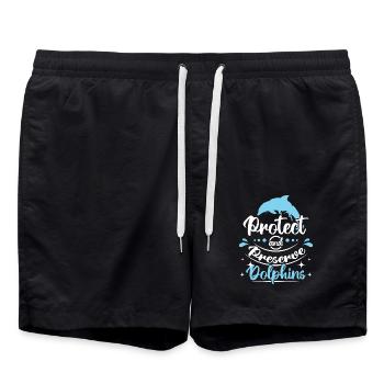 Protéger et préserver les dauphins - Short de bain - noir - Devant - AI Model Male 185 light (185cm)