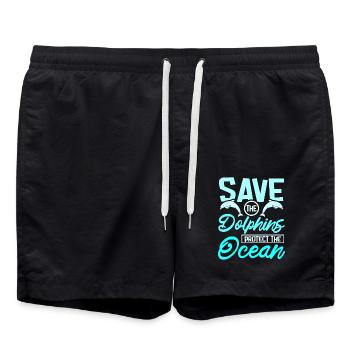 Sauvez les dauphins protéger l’océan - Short de bain - noir - Devant - AI Model Male 185 light (185cm)