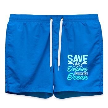 Save the dolphins protect the ocean - Swim Trunks - cobalt blue - Front