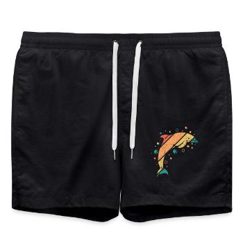 Dauphin rétro vintage - Short de bain - noir - Devant - AI Model Male 185 light (185cm)