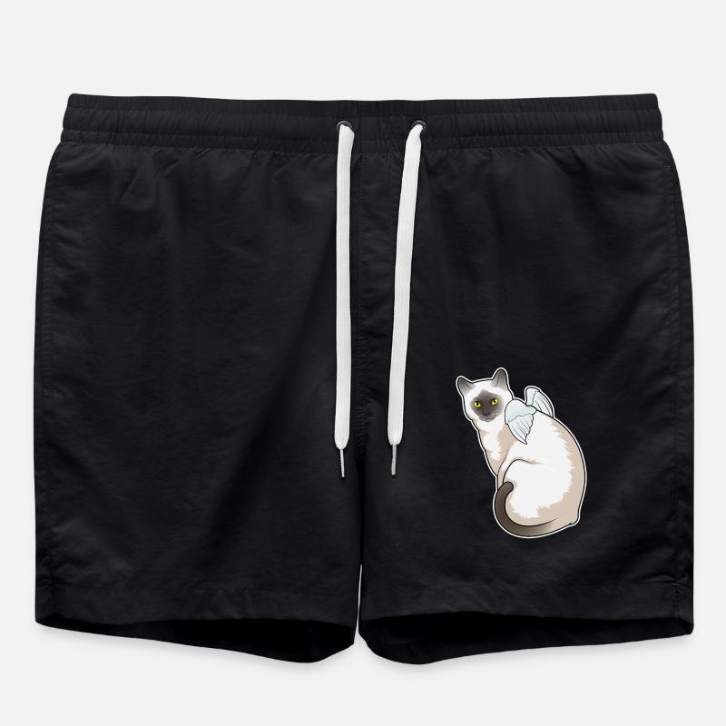 Cat Angel Wings - Swim Trunks - black