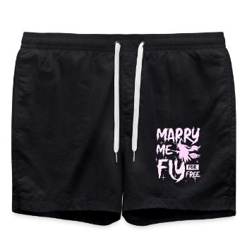 Marry me fly for free witch halloween - Badeshorts - Schwarz - Vorne - AI Model Male 185 light (185cm)
