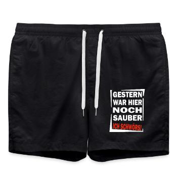 Chaot - Gestern war noch Sauber - Chaos Aufräumen - Badeshorts - Schwarz - Vorne - AI Model Male 185 light (185cm)